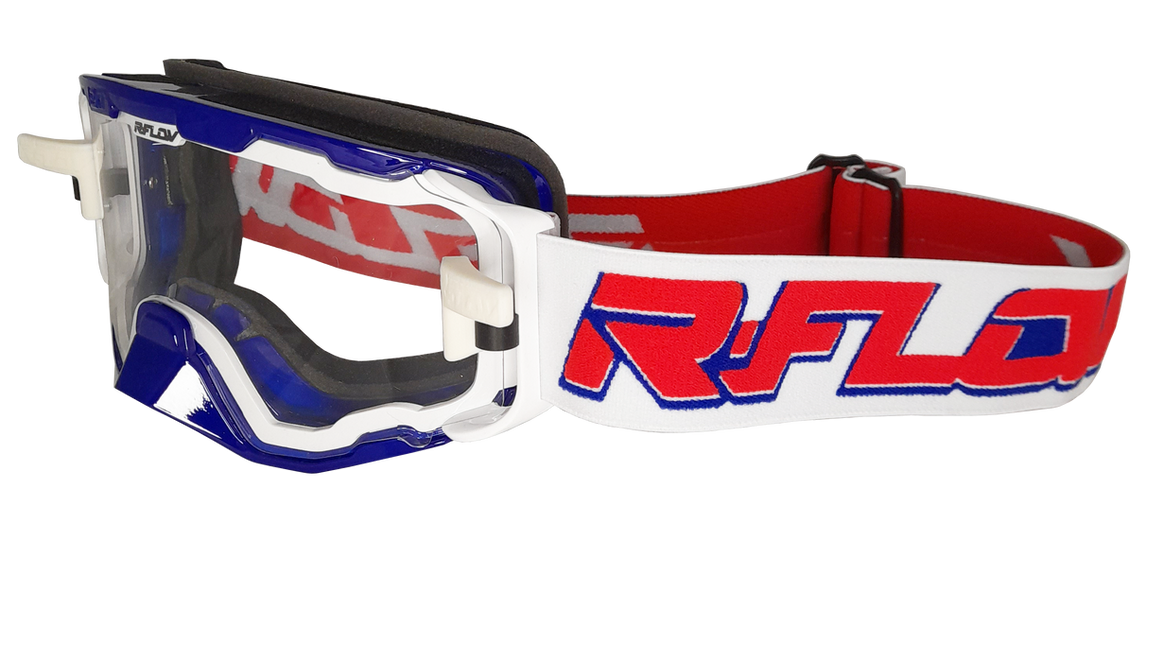 Óculos de proteção ventilado R-Flow NEXT, Branco, Azul e Vermelho