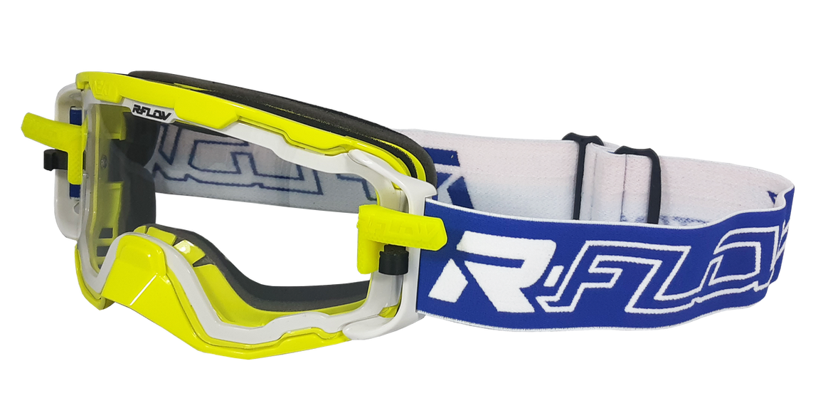 Óculos de proteção ventilado R-Flow NEXT, Amarelo Azul e Branco