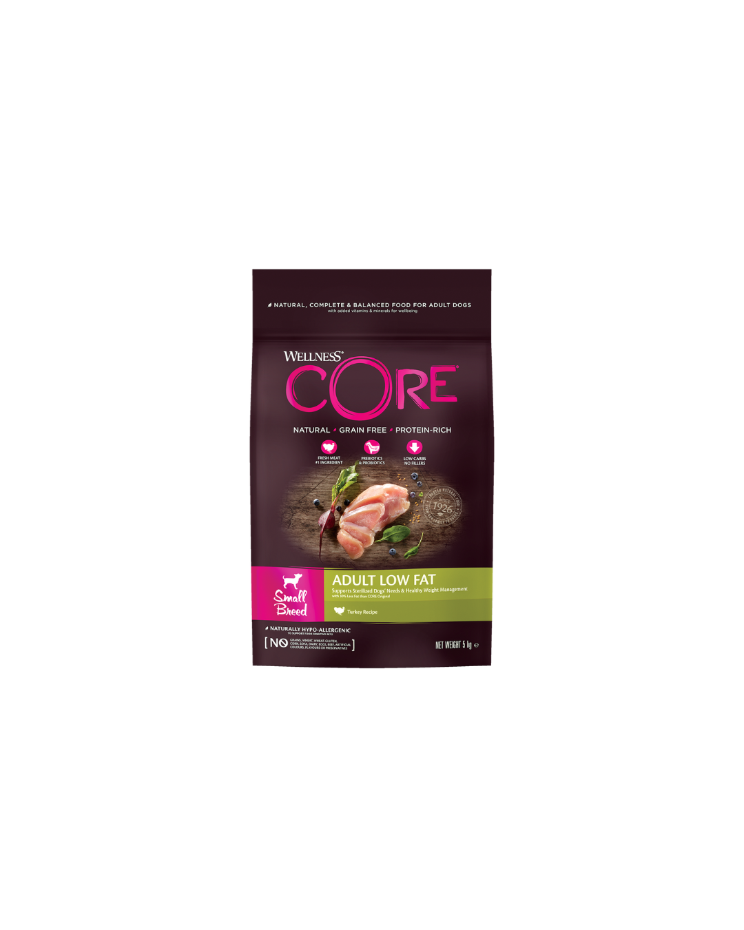 Croquettes Wellness Core Low Fat pour chiens de petites races