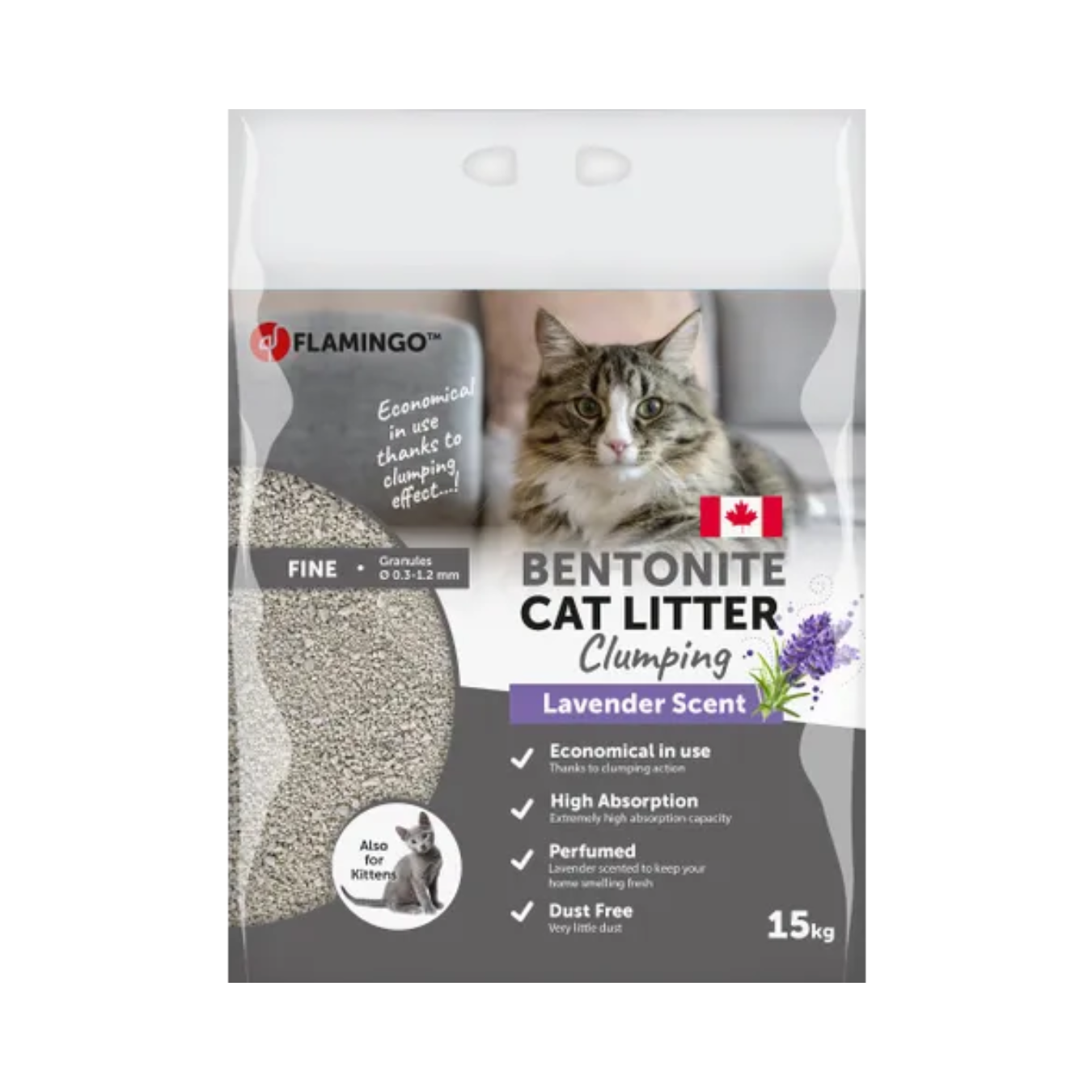  Litière pour Chats à la Bentonite parfumée à la Lavande / Granulés Fins Agglomérants 15Kg