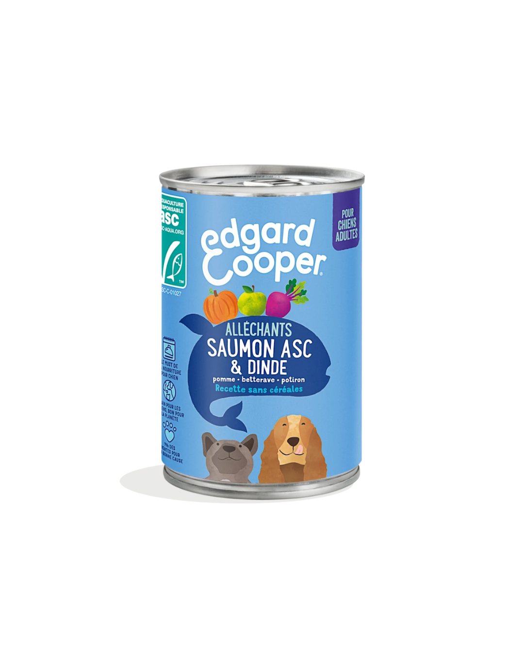 Saumon ASC et Dinde – Aliment Humide pour Chiens 6 x 400 g – Edgard Cooper
