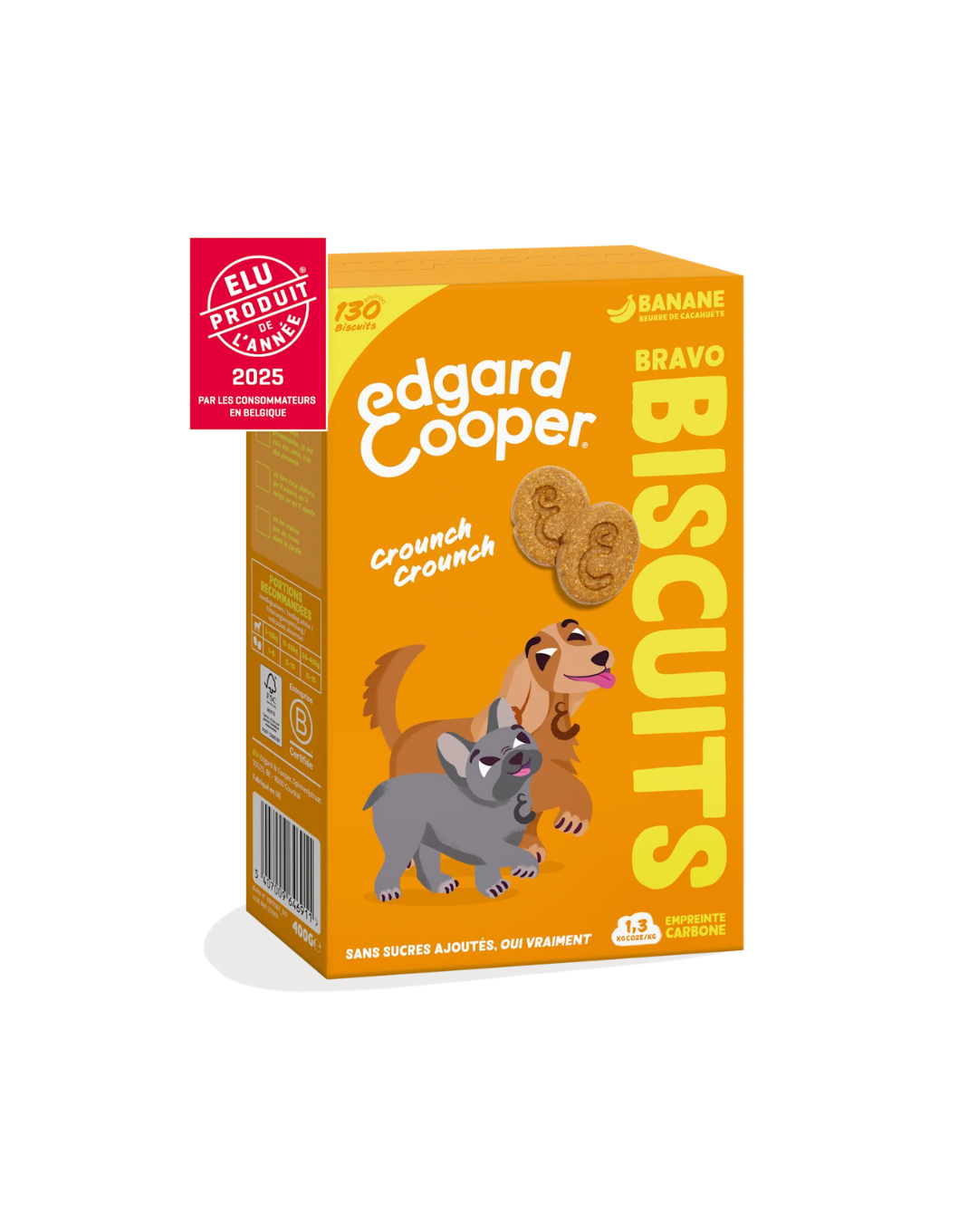 Biscuits à la Banane et au Beurre de Cacahuète 400g– Friandise pour Chiens – Edgard Cooper