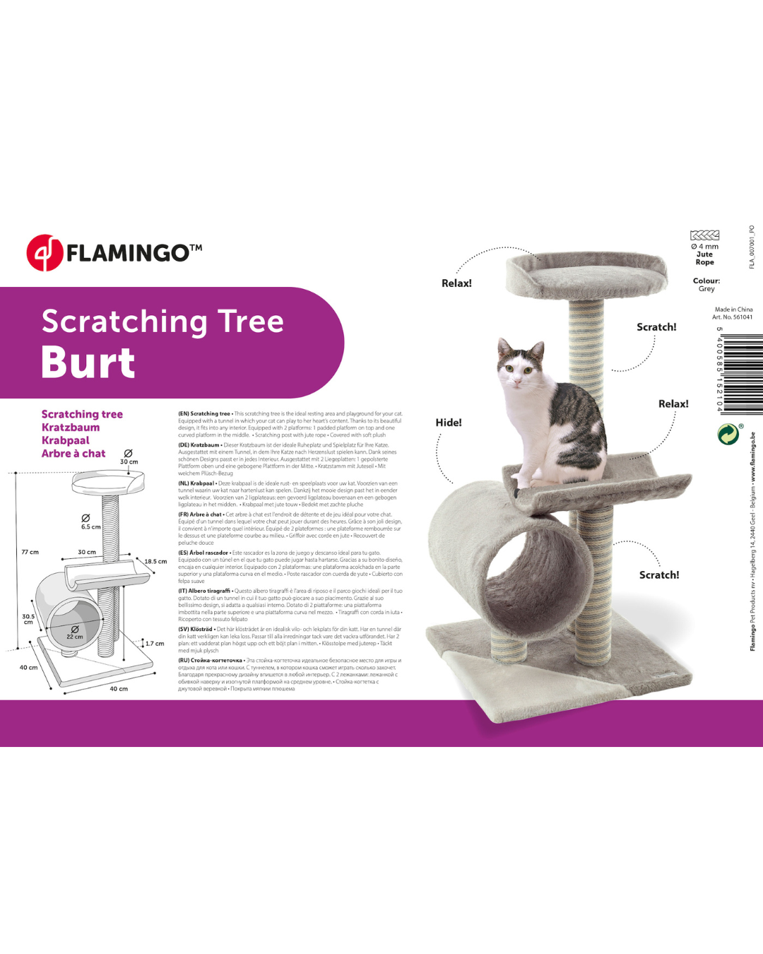 Arbre à Chat Burt Gris- Flamingo