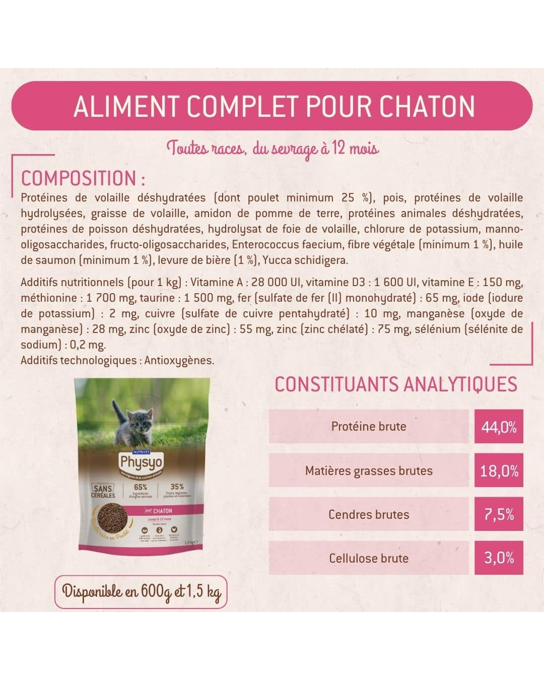 Croquettes Physyo pour Chatons – Sans Céréales