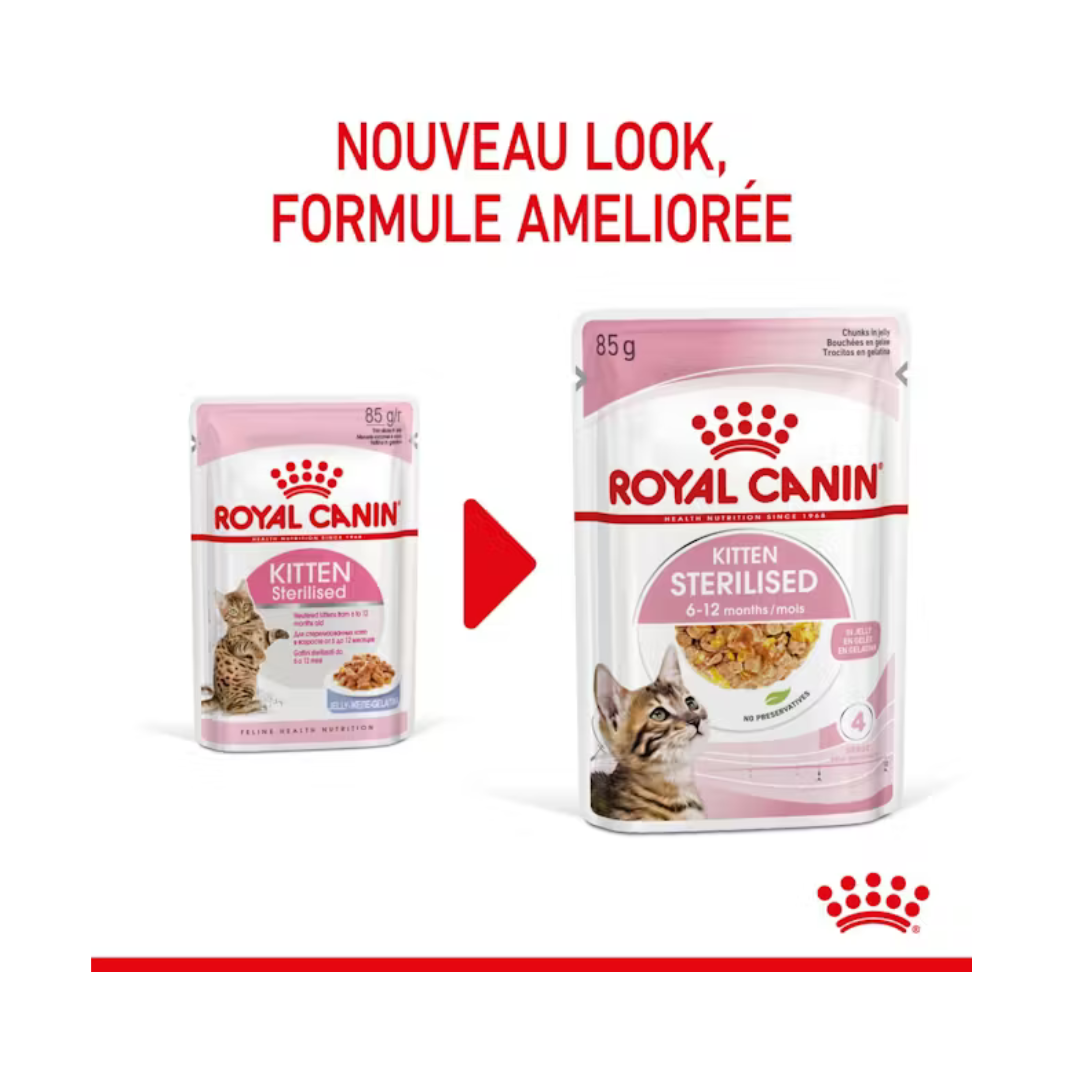Kitten Sterilised en Gelée 12x85g- Aliment Humide- Royal Canin