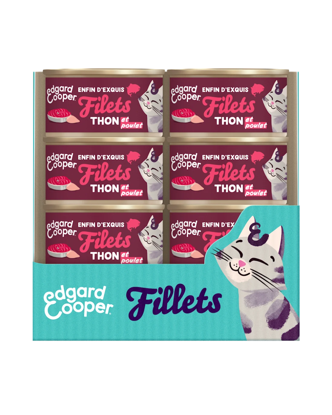 Filets de Thon et de Poulet – Aliment Humide pour Chats 24 x 70 g – Edgard Cooper