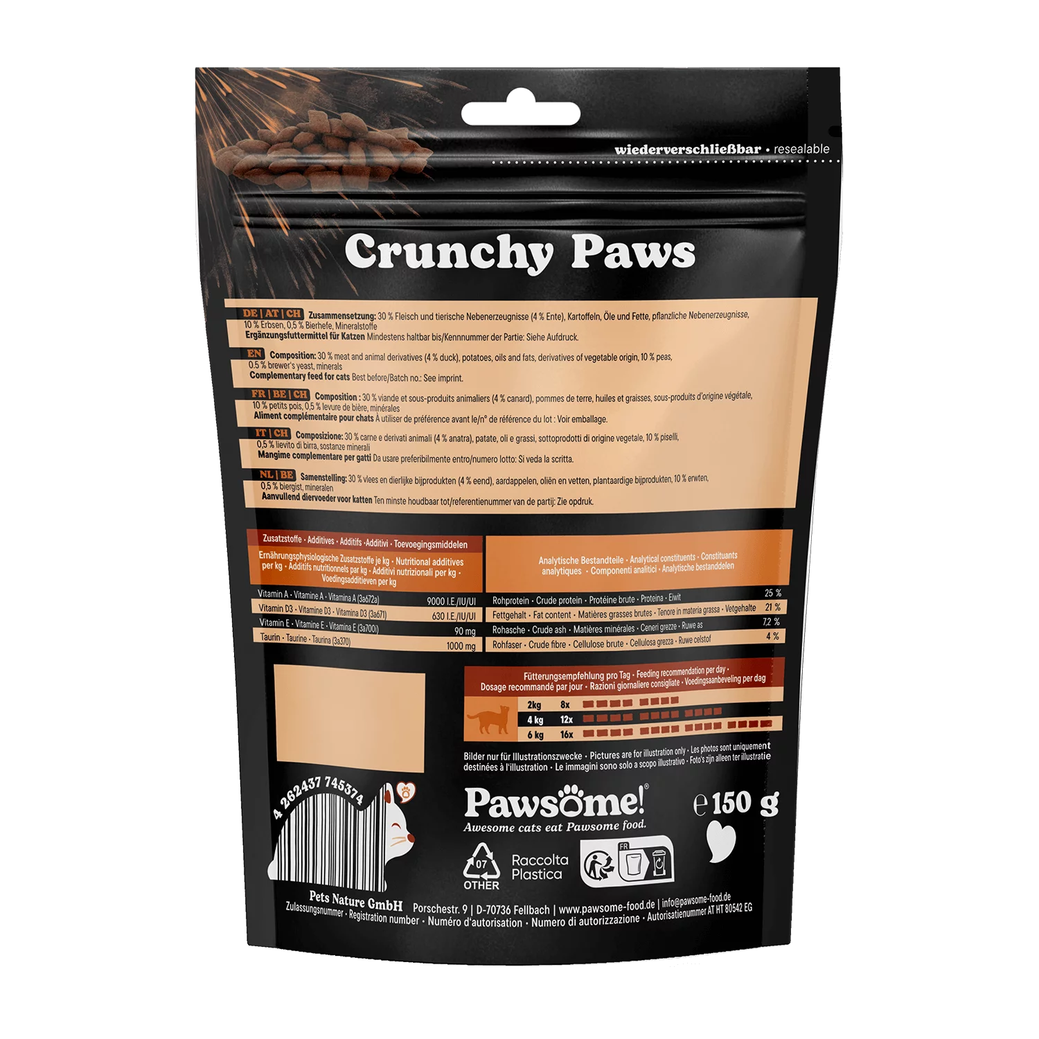 Crunchy Paws Ente 150g - Pawsome!® 