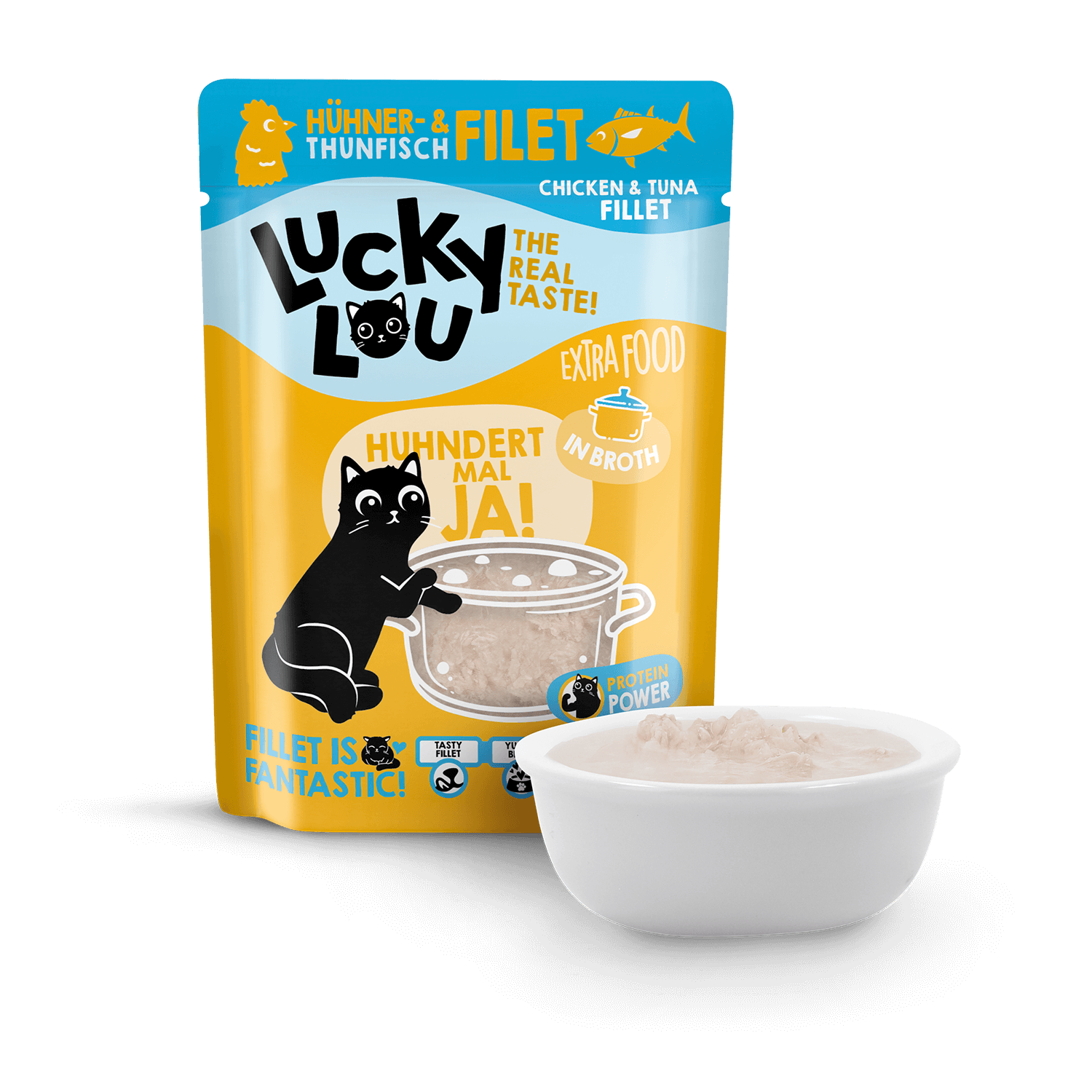 Lucky Lou® Extrafood Filet de poulet et de thon en stock Sachet de 70g x 10 unités