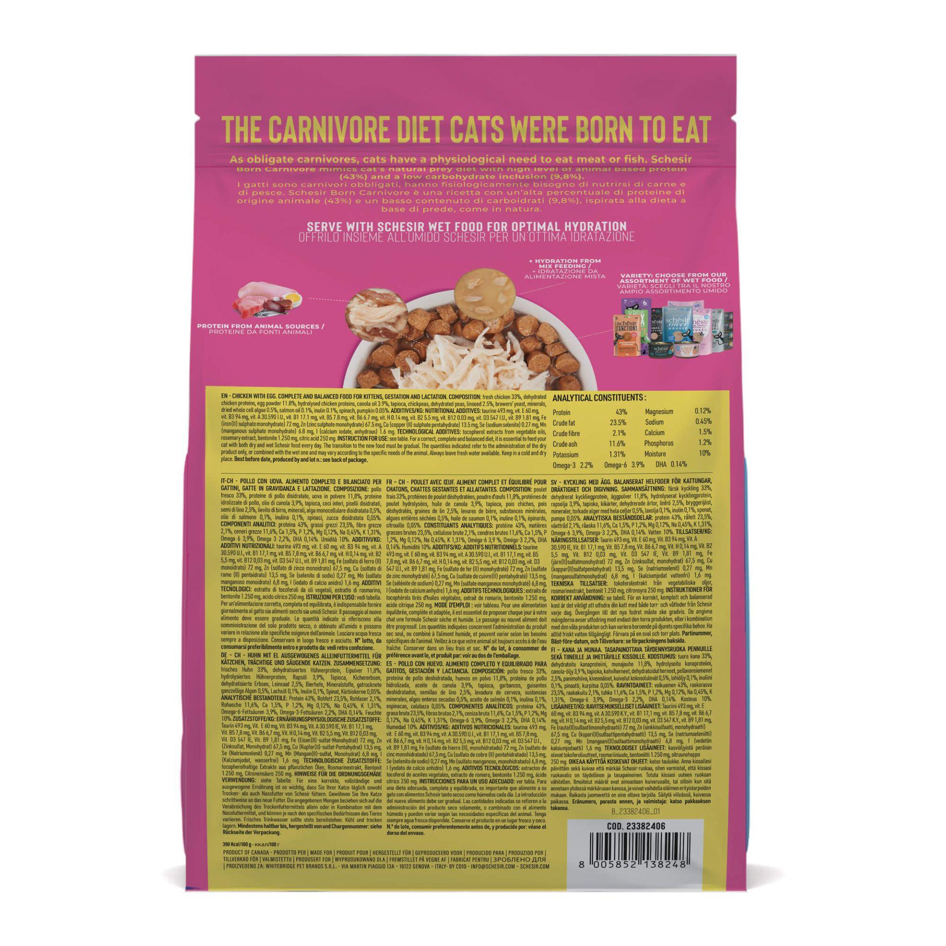 Schesir™ Chaton Carnivore Poulet & Œuf – 1,25 kg