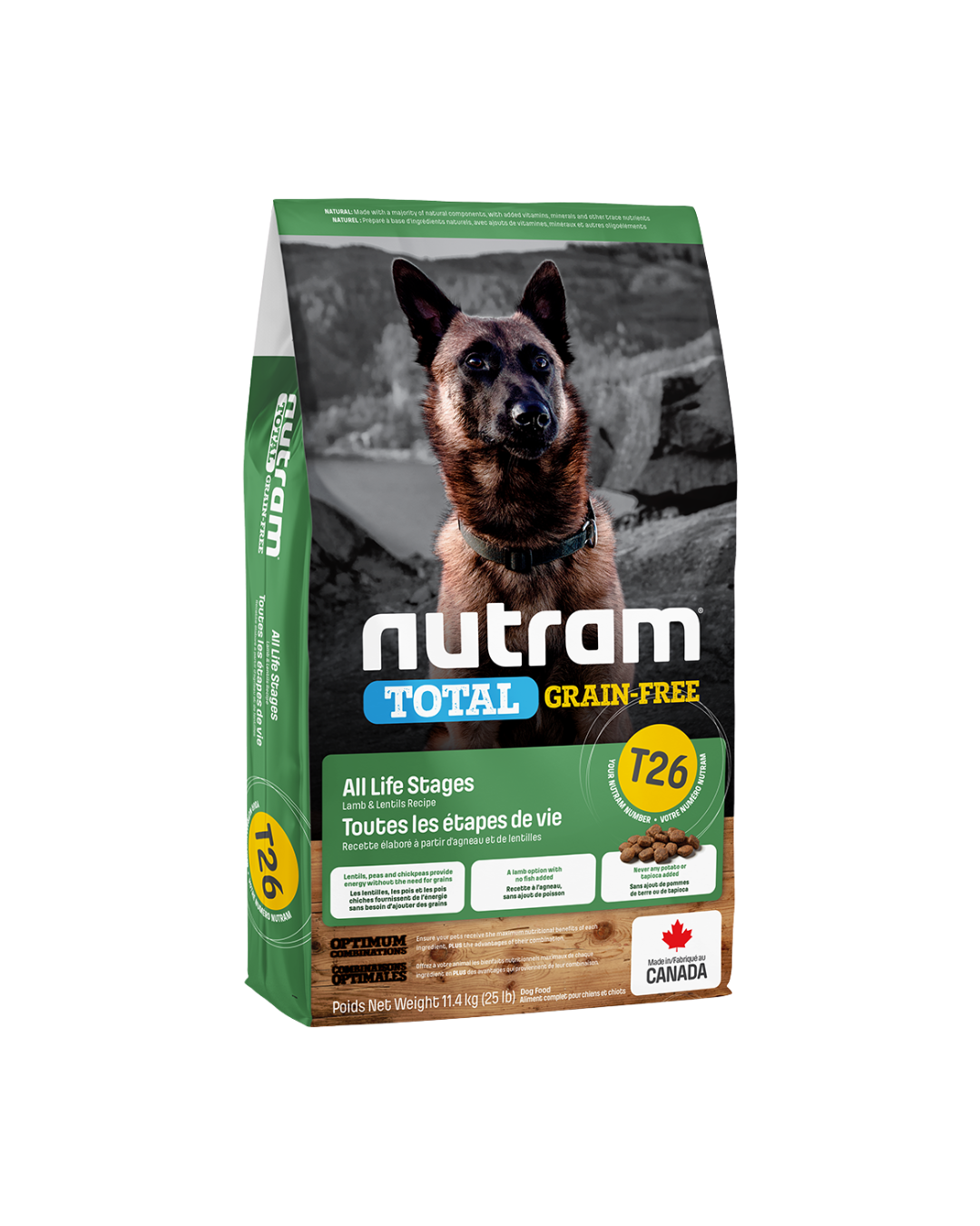 Croquettes Nutram T26 Total Grain-Free pour Chiens – Agneau & Légumes- Nutram