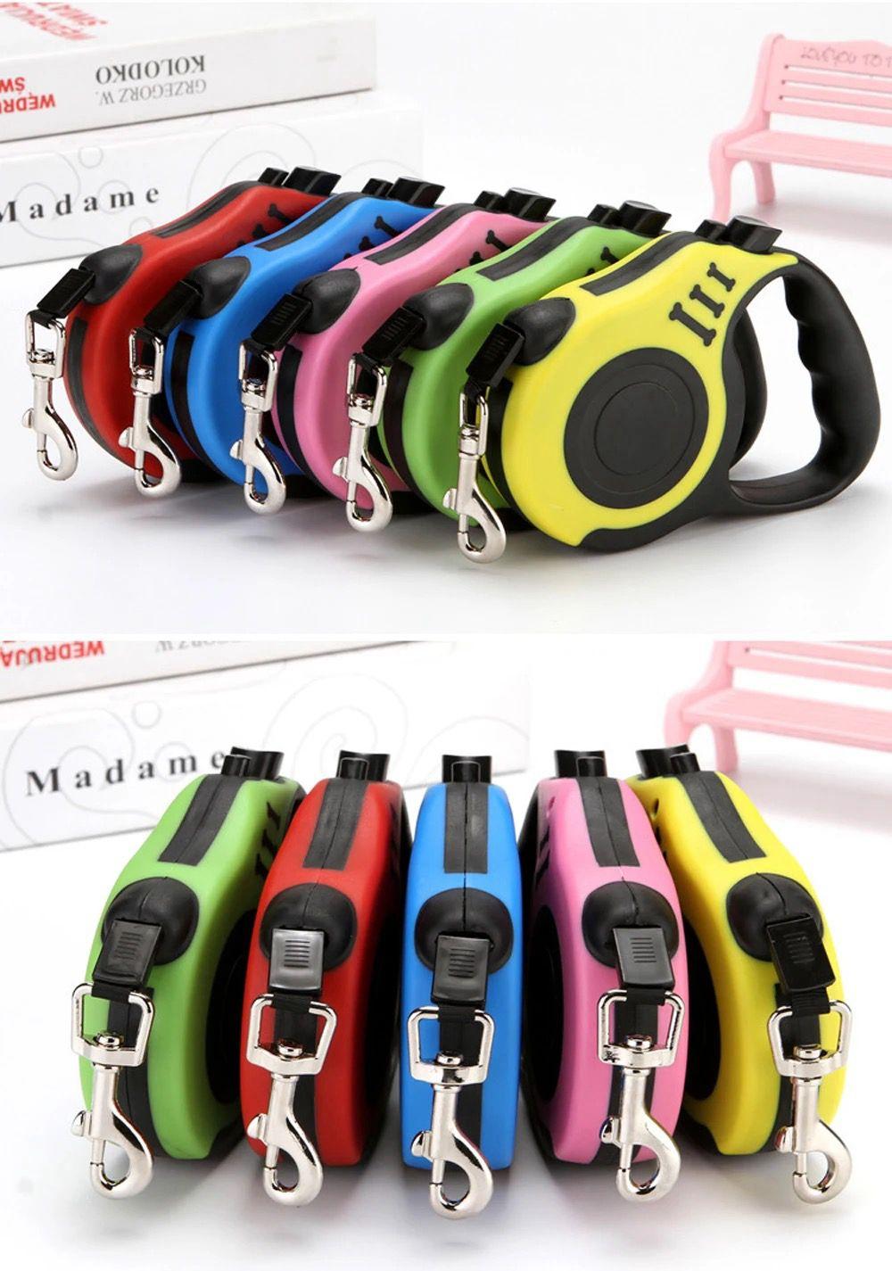 Laisse Rétractable pour Chiens - 5 mètres - Avec Bouton de Sécurité