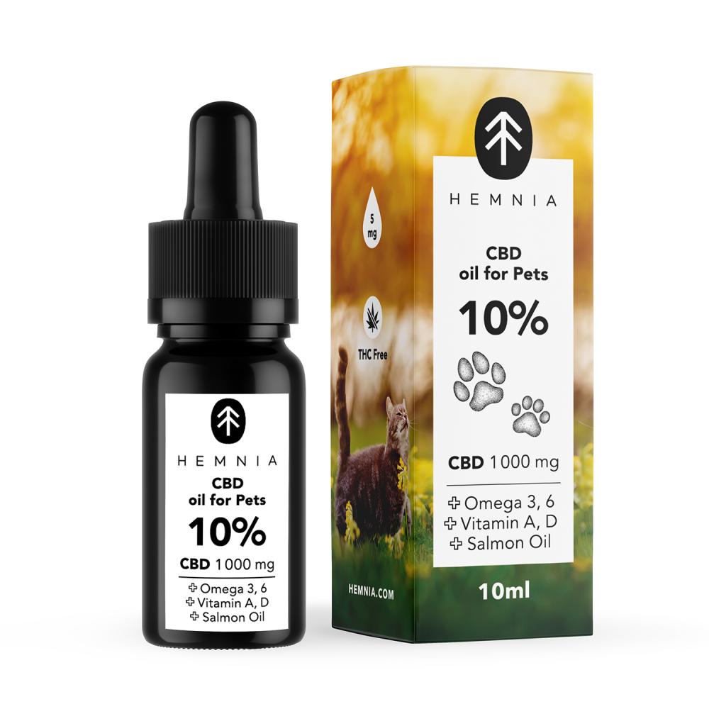 Hemnia CBD em óleo de salmão para animais - 10% CBD, 1000 mg, 10 ml