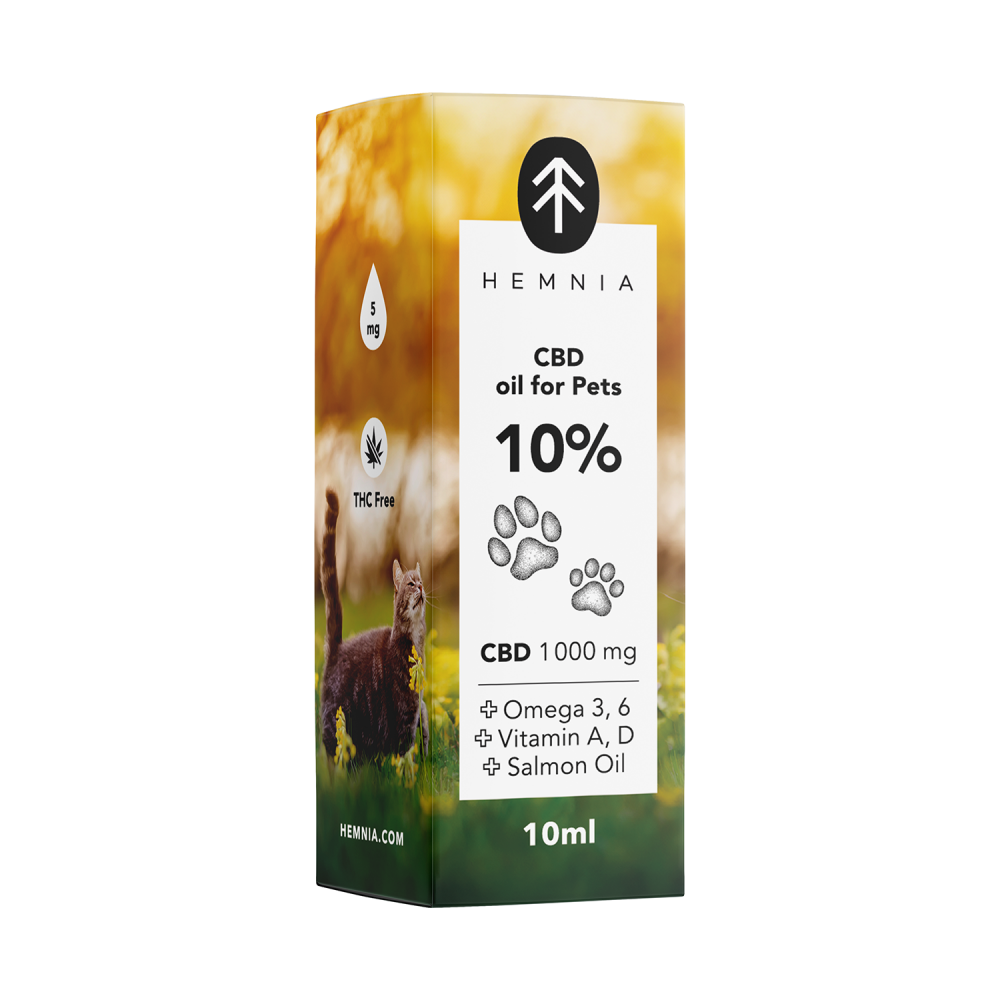 Hemnia CBD em óleo de salmão para animais - 10% CBD, 1000 mg, 10 ml