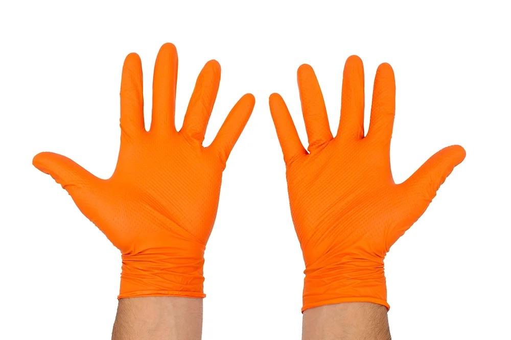 Luva Nitrilo Laranja Sem Pó  8,5 grs (50und)