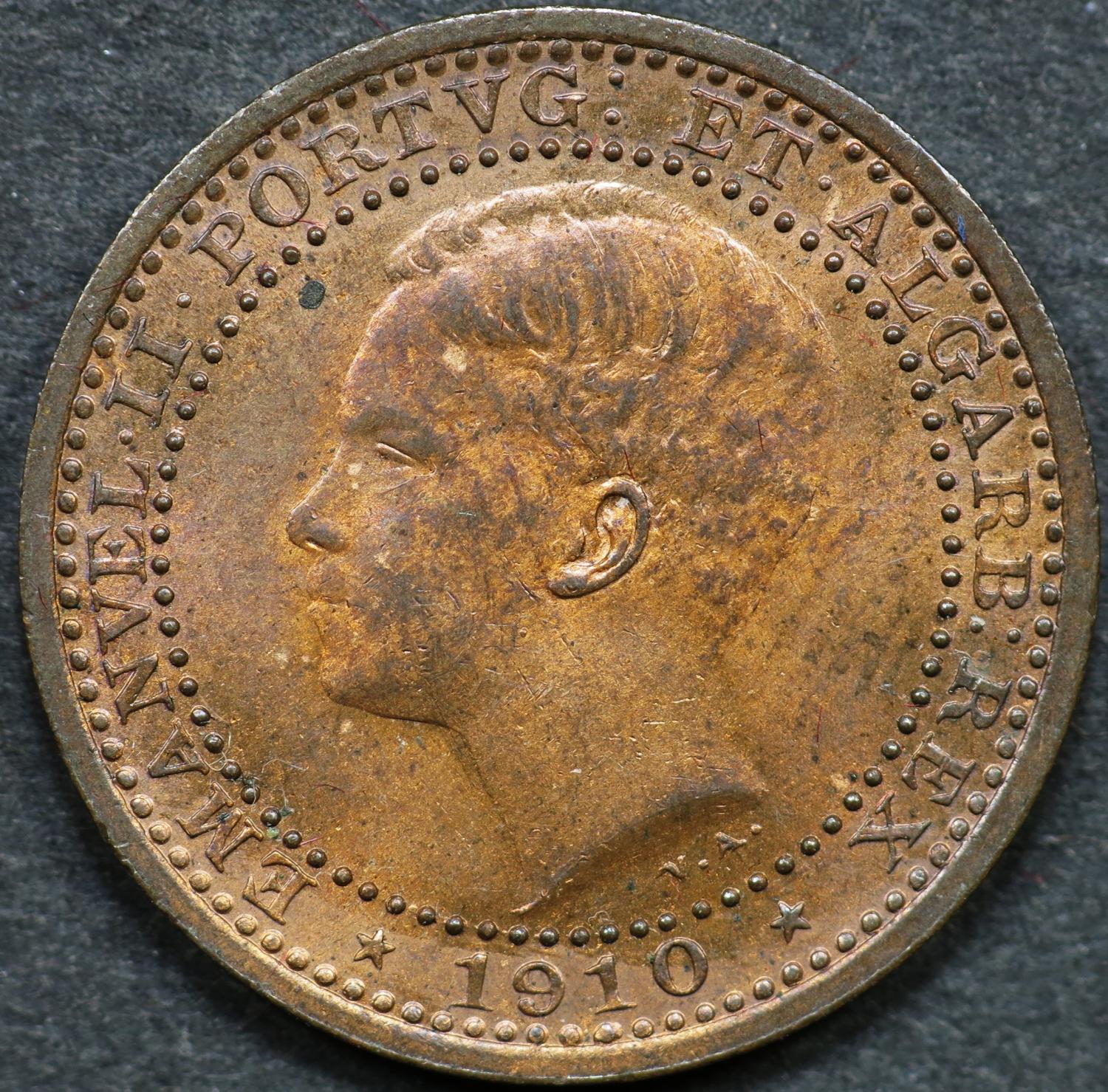D. Manuel II 5 Réis 1910 Bronze Soberba