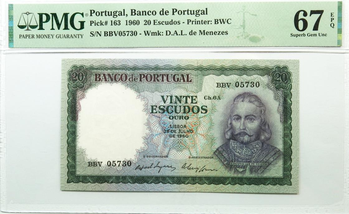 20 Escudos Ch6a 1960 Pick#163 PMG 67 EPQ