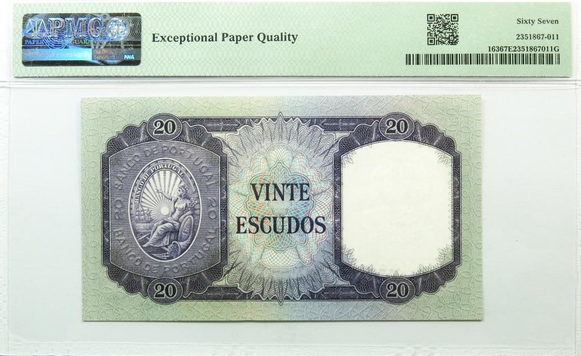 20 Escudos Ch6a 1960 Pick#163 PMG 67 EPQ