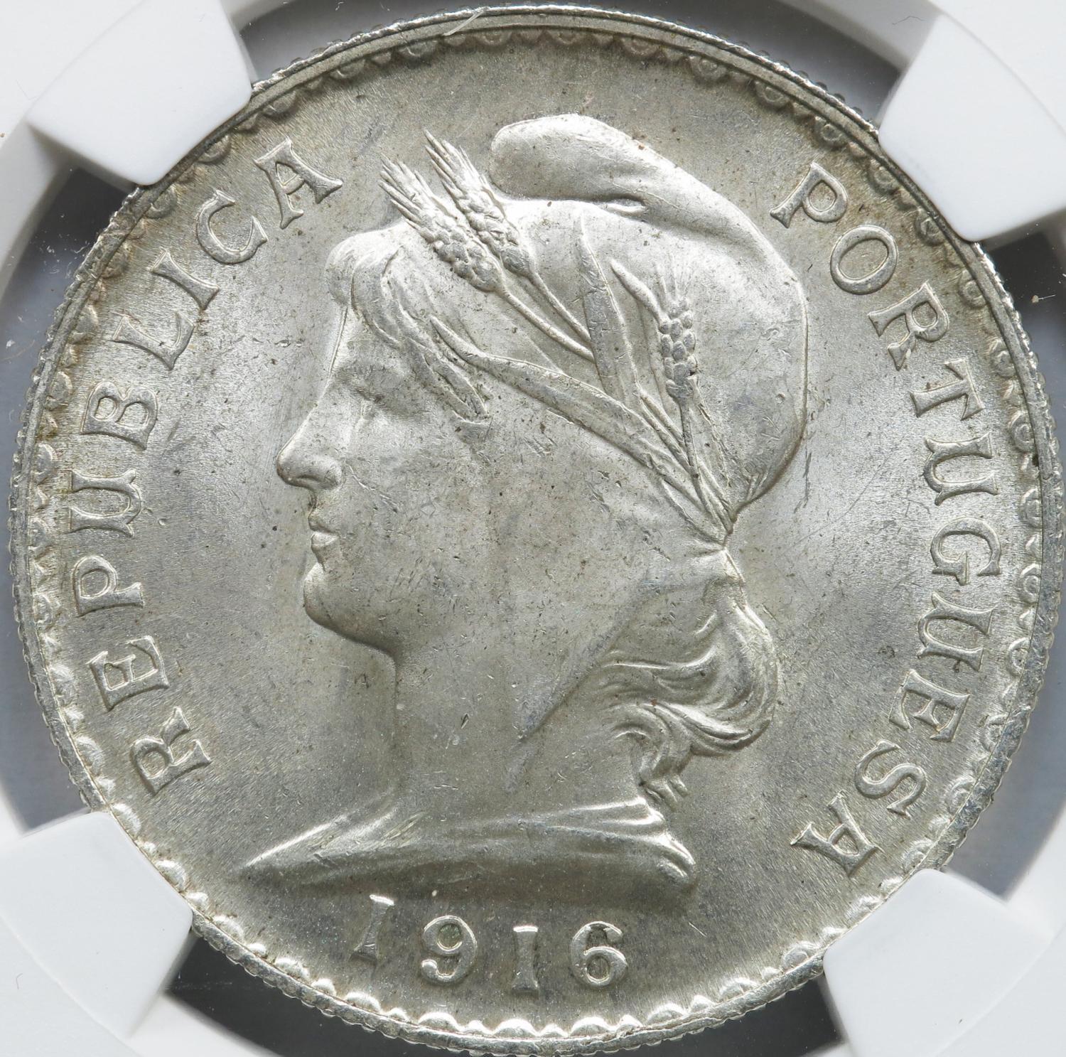 1 Escudo 1916 Prata NGC MS63