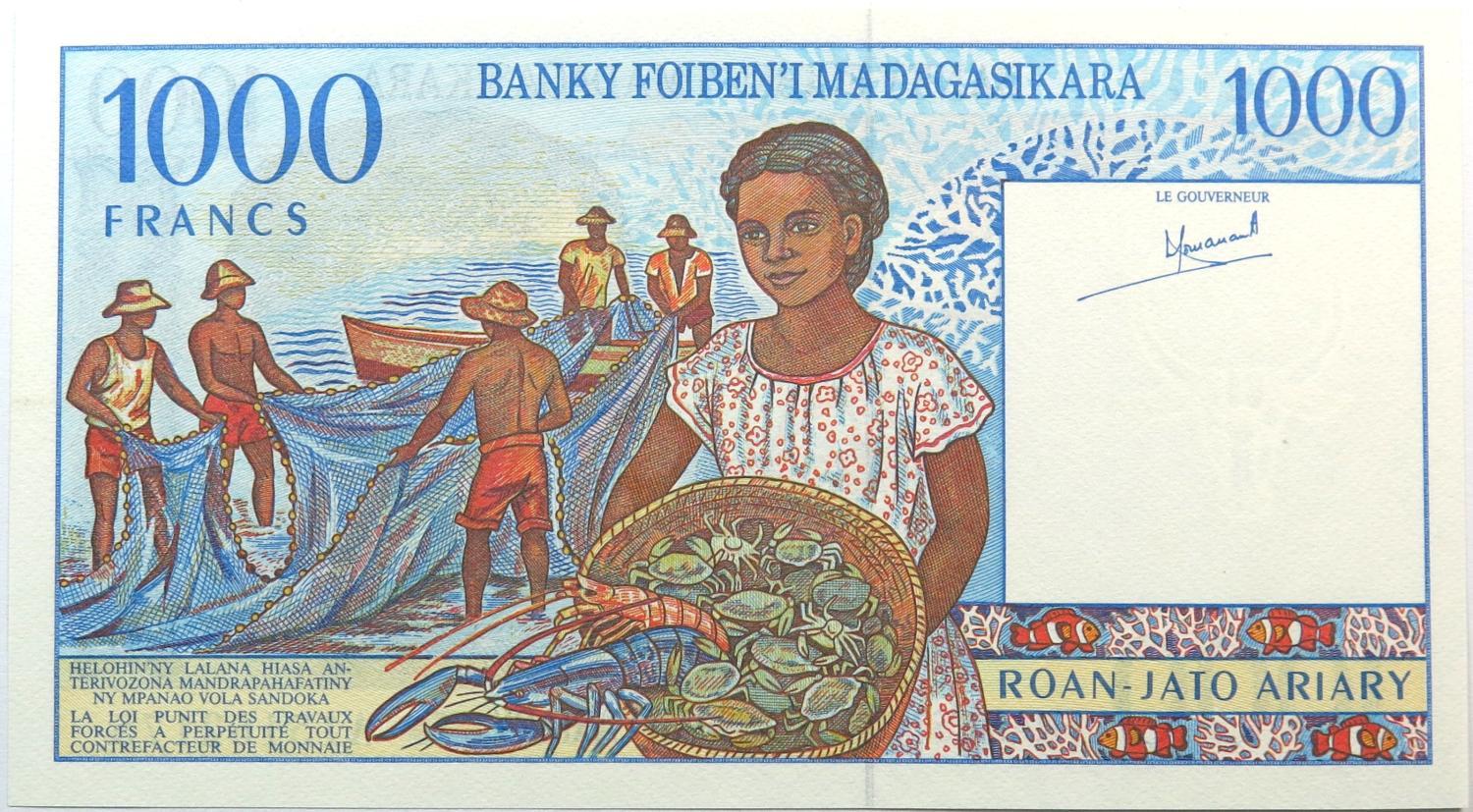 Madagáscar 1000 Francos N/D (1994) Q/ Nova aUNC Pick #76