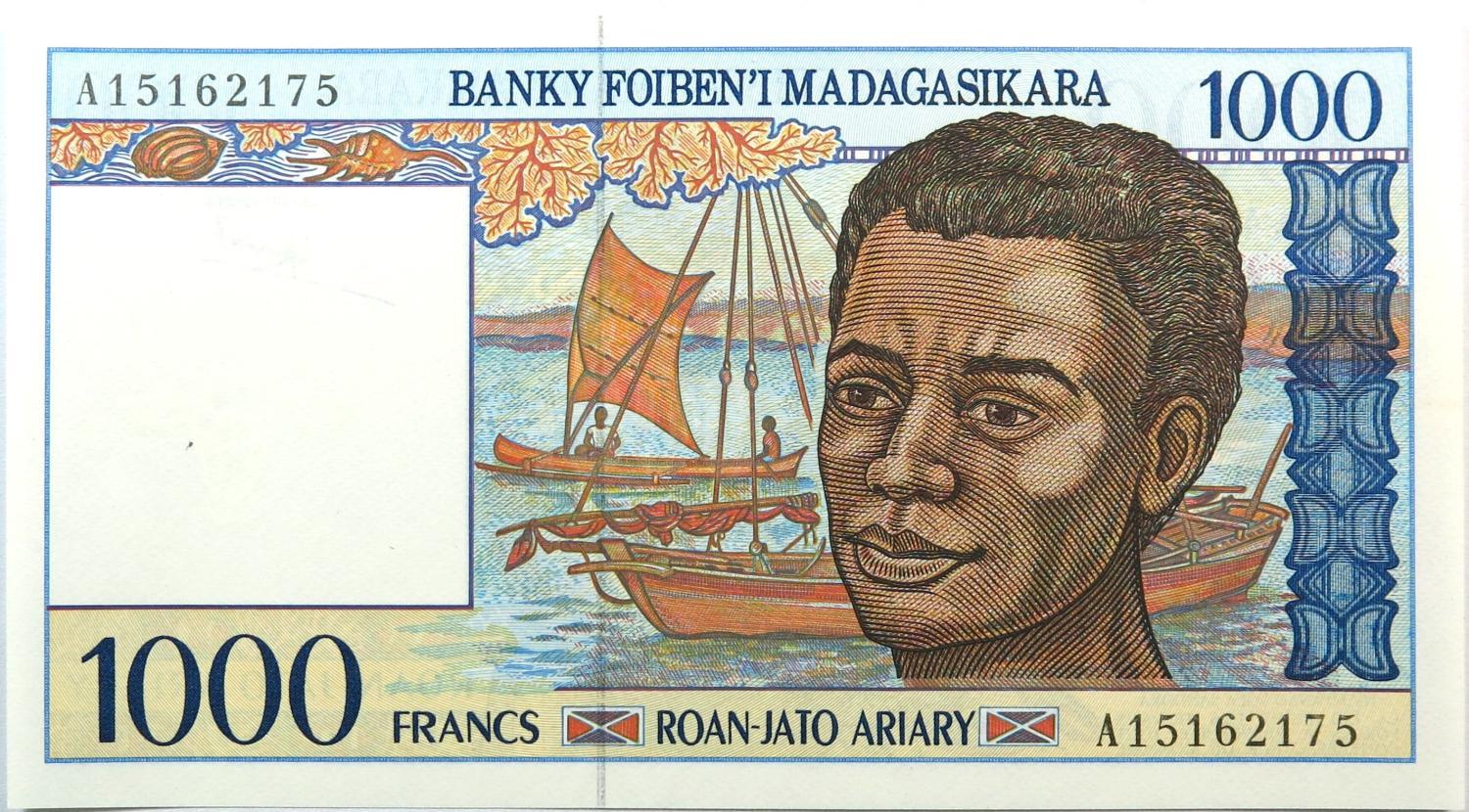 Madagáscar 1000 Francos N/D (1994) Q/ Nova aUNC Pick #76