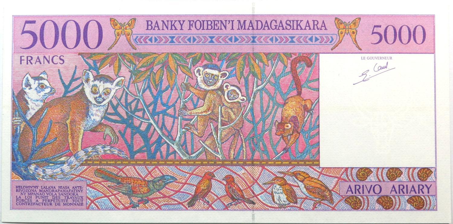 Madagáscar 5000 Francos N/D (1996) Nova UNC Pick #78