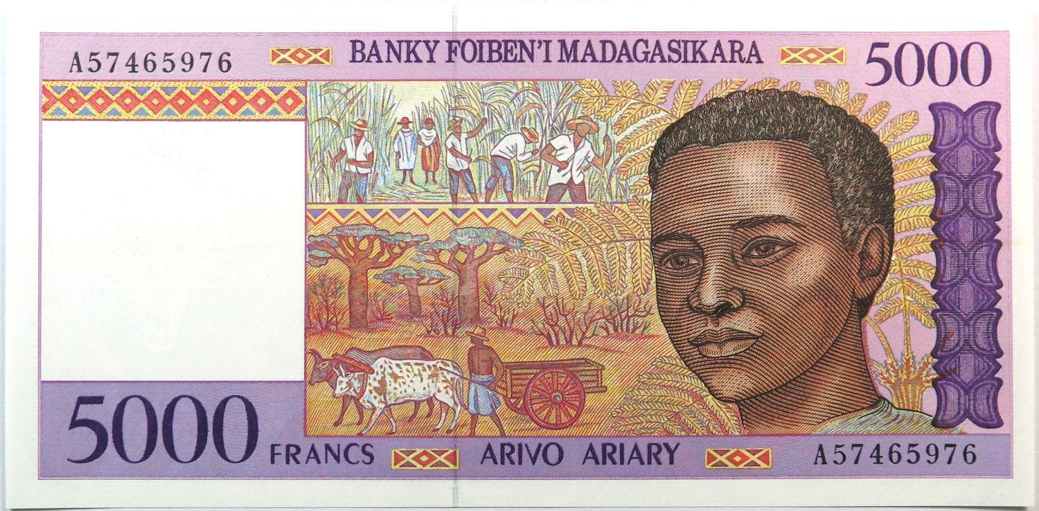 Madagáscar 5000 Francos N/D (1996) Nova UNC Pick #78