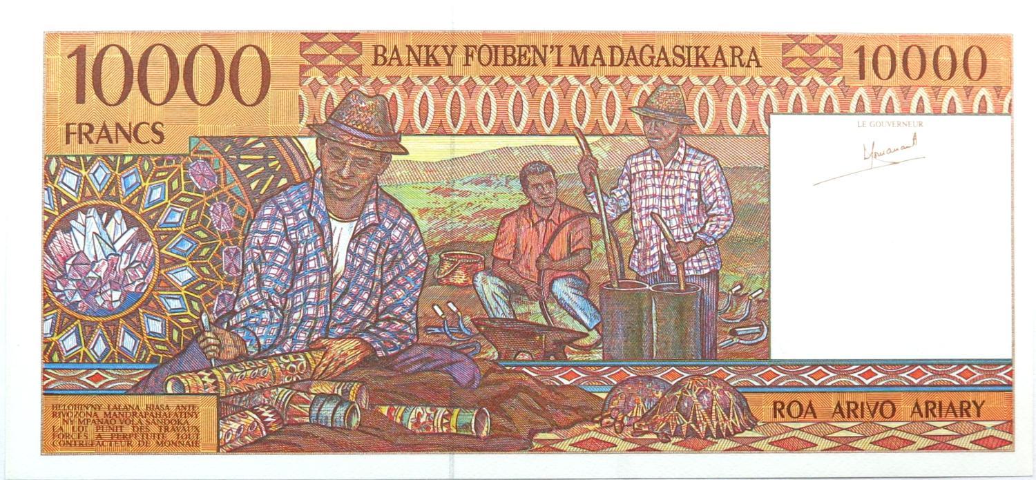 Madagáscar 10000 Francos N/D (1995) Q/ Nova aUNC Pick #79