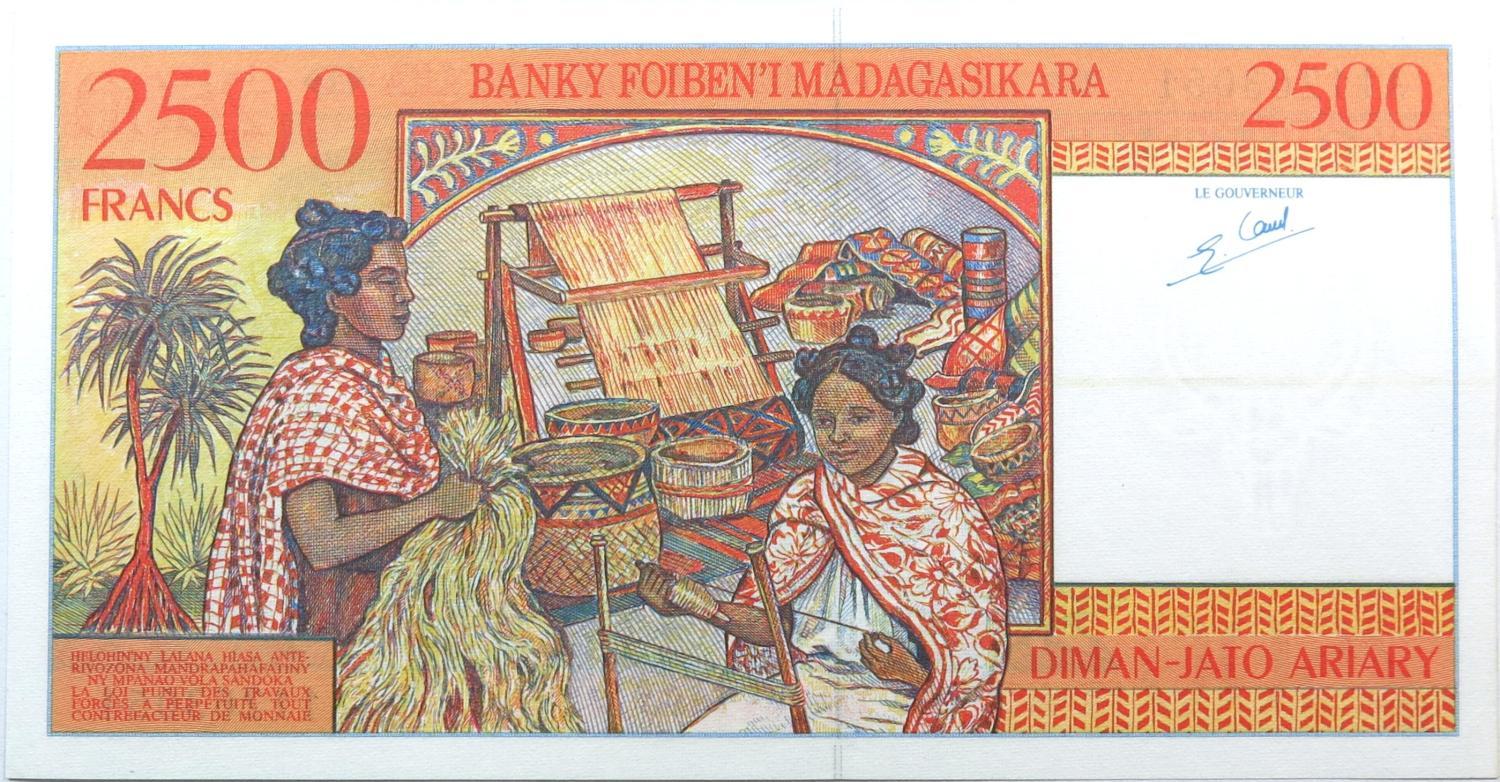 Madagáscar 2500 Francos N/D (1998) Q/ Nova aUNC Pick #81