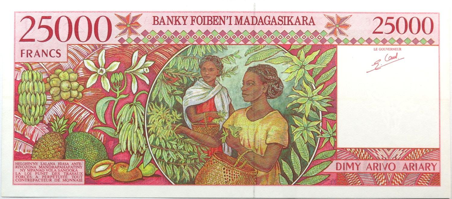 Madagáscar 25000 Francos N/D (1998) Q/ Nova aUNC Pick #82