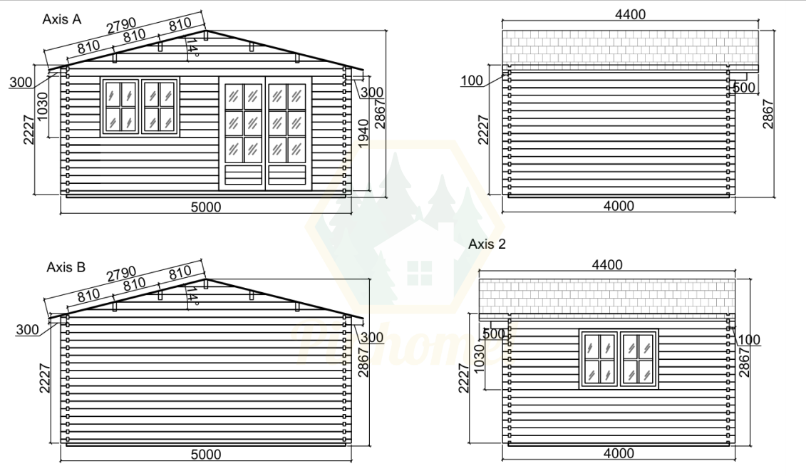 PINHOMEL4 - 5x4m, 44mm    