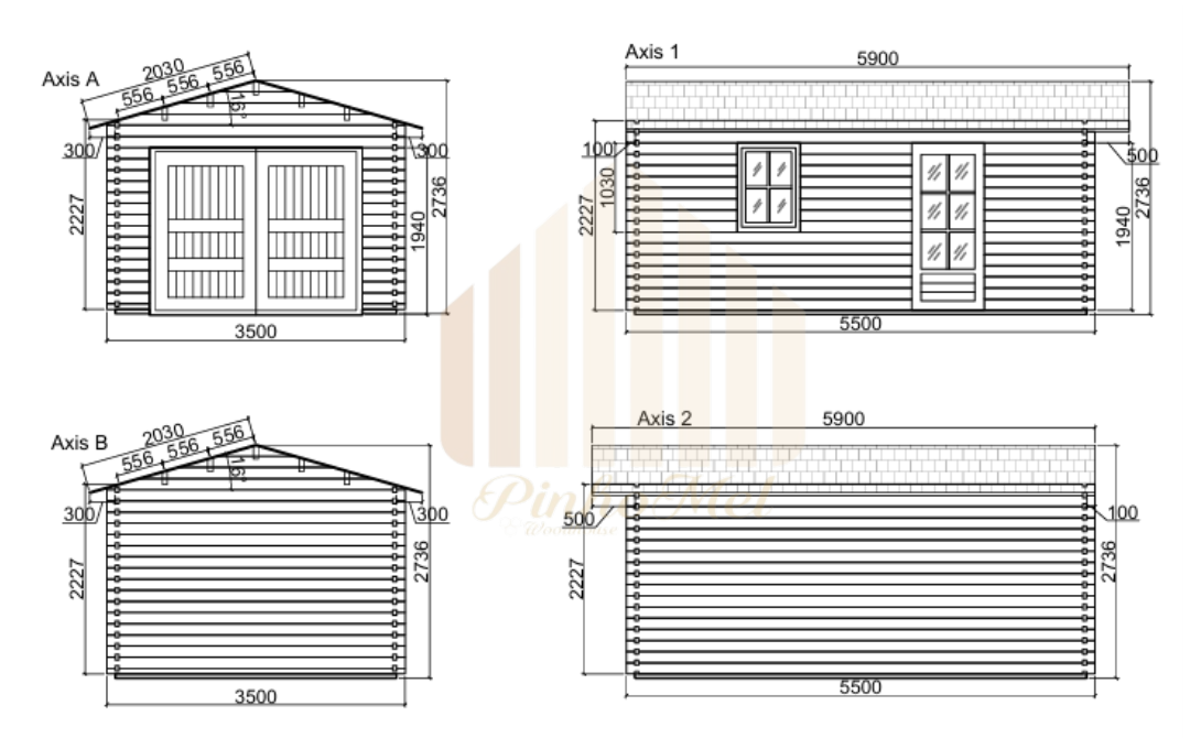 PINHOMEL14 - 3.5x5.5m, 44mm    