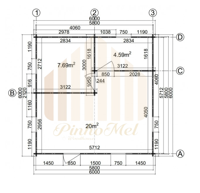 PINHOMEL8 - 6x6m, 44mm   